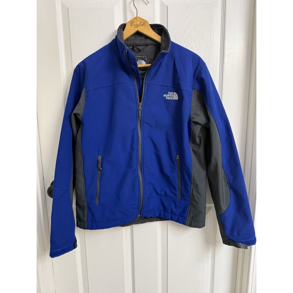 The North Face Men's Medium F12 Jacket Full Zip Blue Black Soft Shell Outdoor